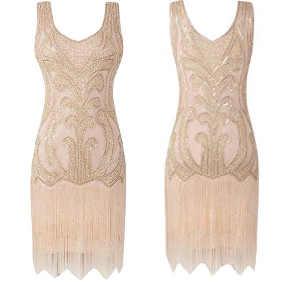 peach flapper dress